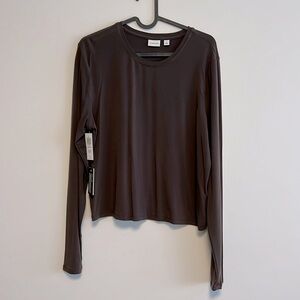 Aritzia Wilfred mocha brown soft top sz large new